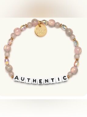 Little Words Project Beaded 'AUTHENTIC' Stretch Bracelet, NWT and Dust Bag